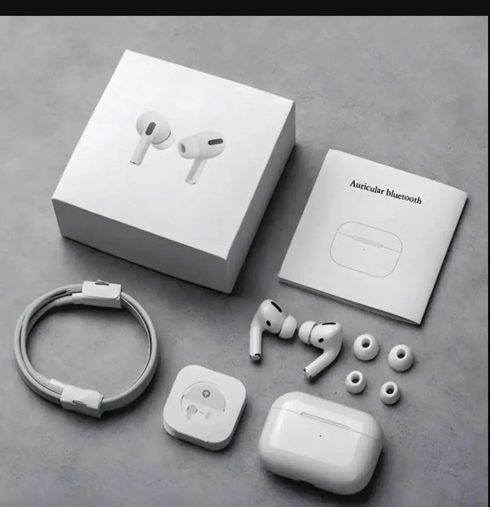 White Bluetooth Earbuds with Noise Cancellation & Charging Case