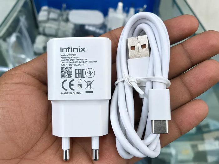 Infinix 18W Fast Charger with Type-C Cable – White