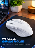 White Wireless Gaming Mouse, 2.4G Rechargeable Ergonomic Mouse for Laptop & PC