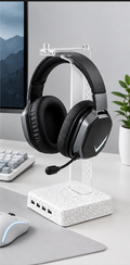 Acrylic Headphone Stand with 4 USB Ports, Desk Gaming Headset Holder